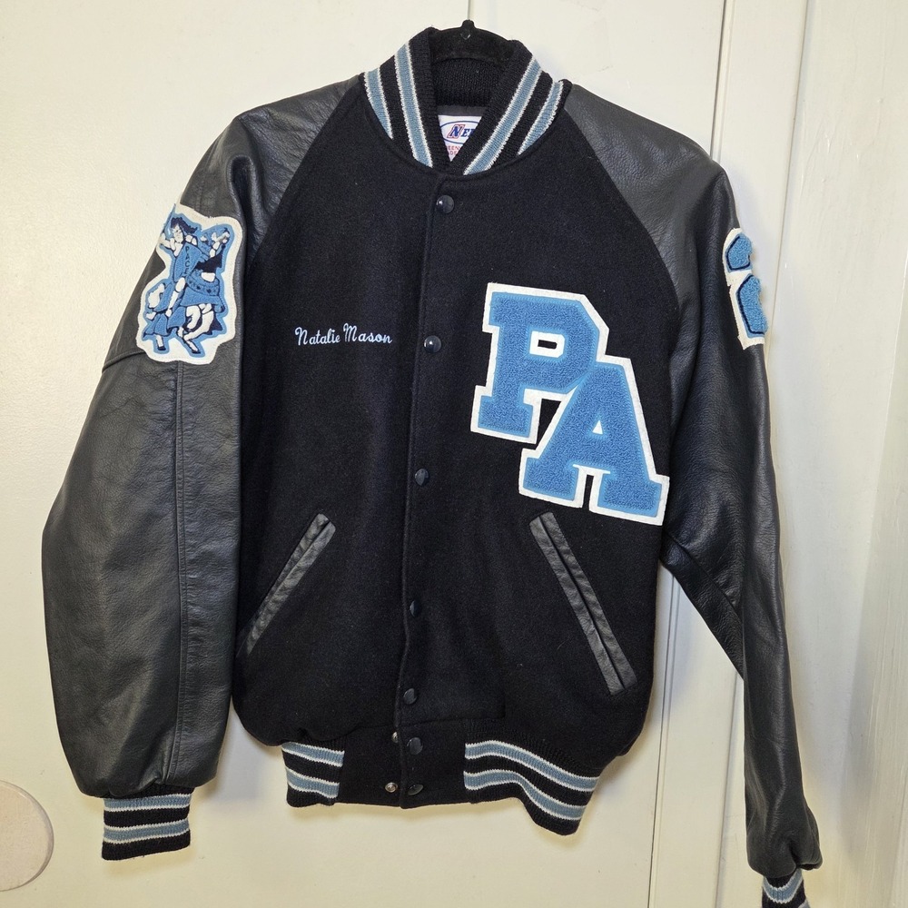 Vintage NEFF Varsity Jacket Small Wool Blend LEATHER‎ Letterman Coat PA Patch